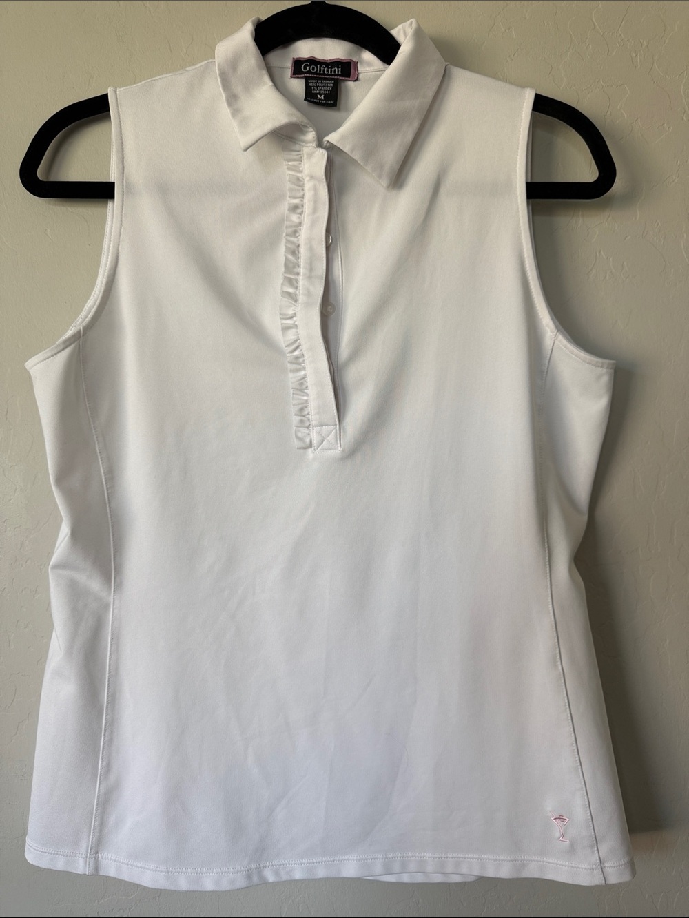 Women's White Sleeveless Golf Polo Top SZ Med Golftini